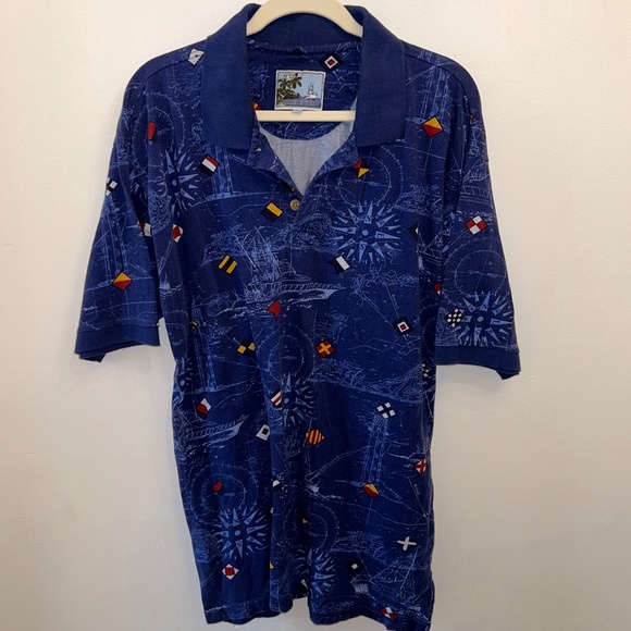 Aftco Nautical Print Unique Polo 100% Cotton  XL - Picture 1 of 5